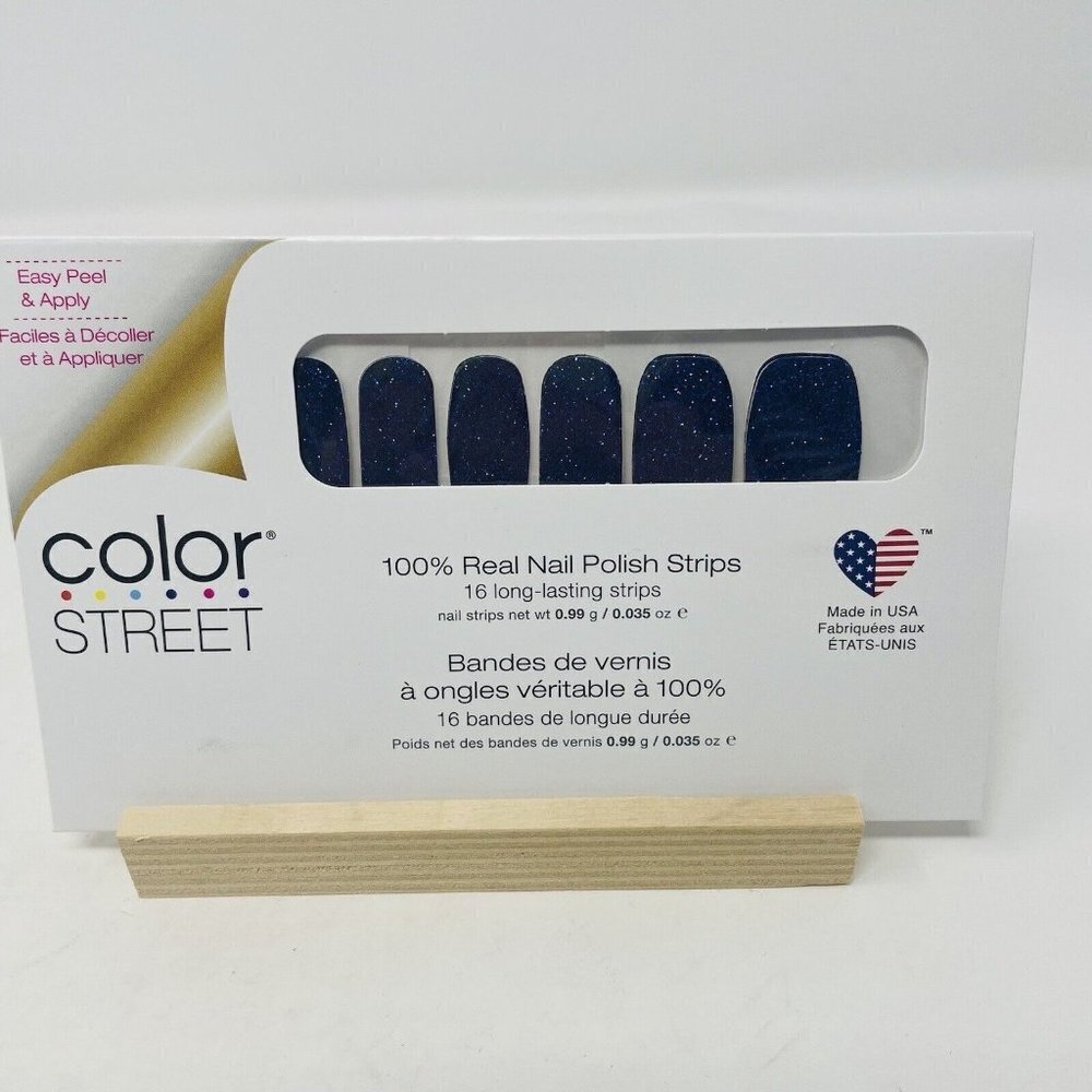 Color Street 100% Nail Polish Strips Twilight Hour Blue Purple Glitter 16 Pieces